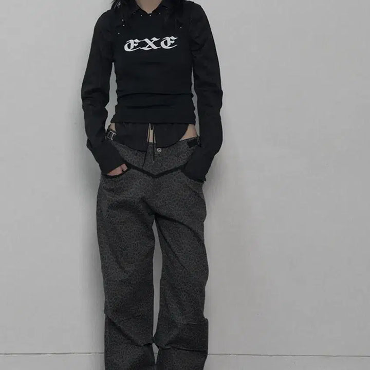 [BUNJANG] Setupexe Leopard Lace Pants Set / 레오파드 레이스 팬츠 setupexe 셋업이엑스이 leopard