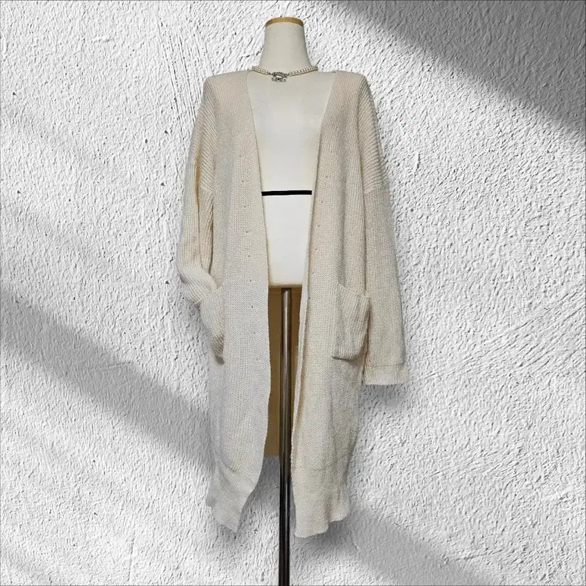 [BUNJANG] Ivory Knit Long Cardigan / 아이보리 니트 롱 가디건