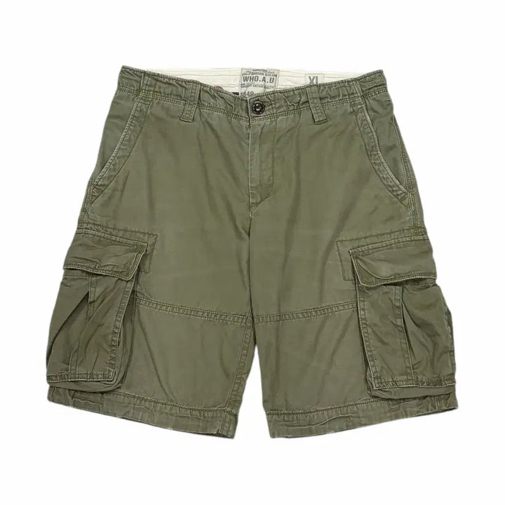 [BUNJANG] Who.A.U Y2K Multi-Pocket Cargo Shorts Khaki XL / 후아유 빈티지 Y2K 멀티포켓 카고 쇼츠 반바지 카키 XL
