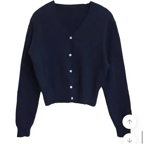 [BUNJANG] Avely Hit V-Neck Knit Cardigan - Navy / 에이블리 히릿 브이넥 니트 가디건 네이비