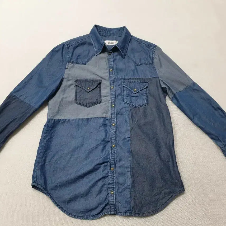 [BUNJANG] Diesel Patchwork Denim Shirt (Women's) / 디젤 패치워크 데님 셔츠 남방 여성90