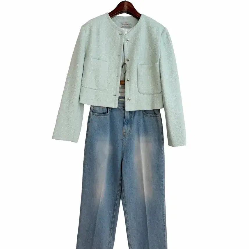 [BUNJANG] Tweed Jacket - Apple Mint / 교신안함)트위드 자켓-애플민트/고퀄