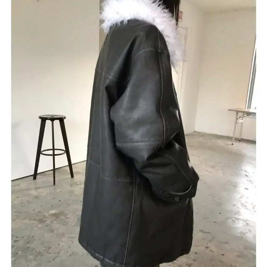 [BUNJANG] Weare Leather Fur Collar Jumper / 새상품급) 도매택 위아(weare) 레더 퍼 카라 점퍼