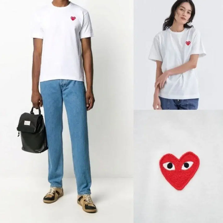 [BUNJANG] Comme des Garcons Heart Patch T-shirt / 꼼데가르송 하트 반팔티 신상