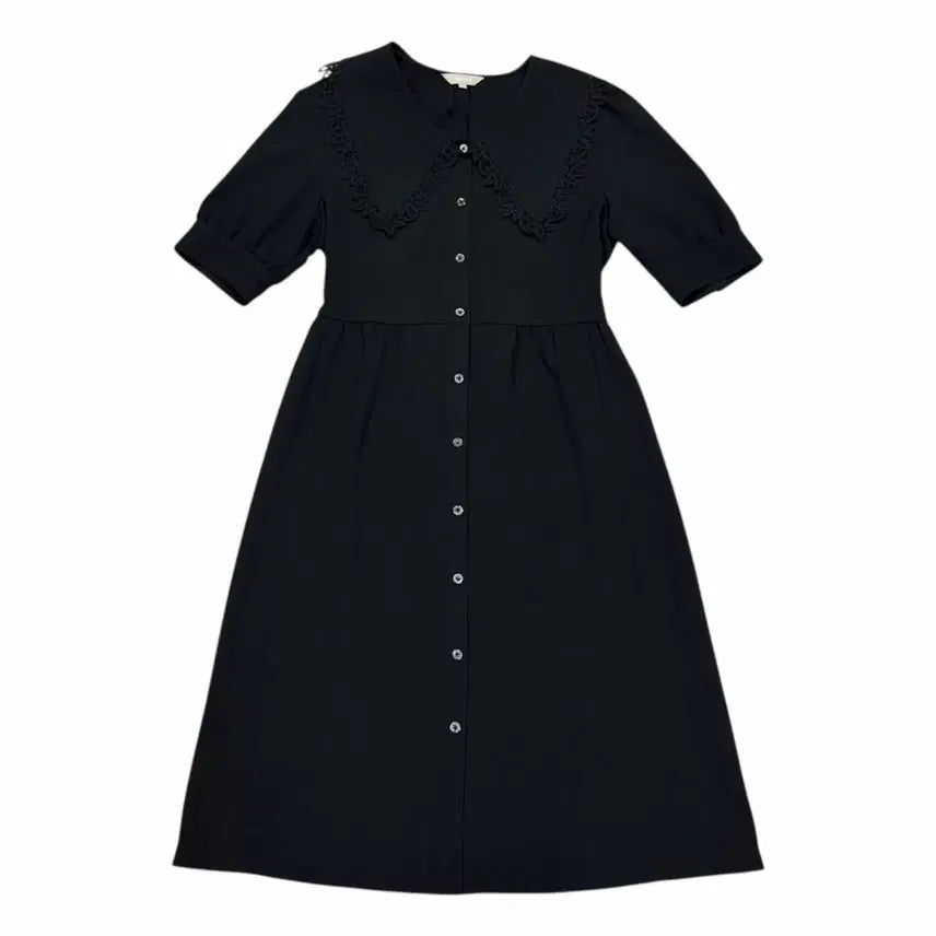 [BUNJANG] Beanpole Ladies Black Lace Collar Volume Dress / 빈폴 레이디스 블랙 레이스 칼라 볼륨 원피스 블랙 S