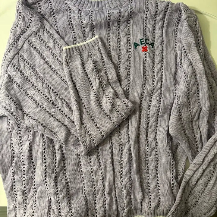 [BUNJANG] A.E.C.A Purple Cable Knit Sweater / A.E.C.A 에이카 연보라 케이블 니트