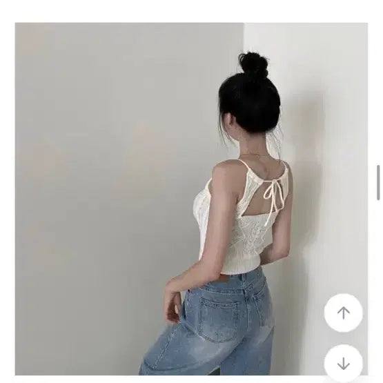 [BUNJANG] White Knit Halterneck Top / 화이트 니트 홀터넥 탑