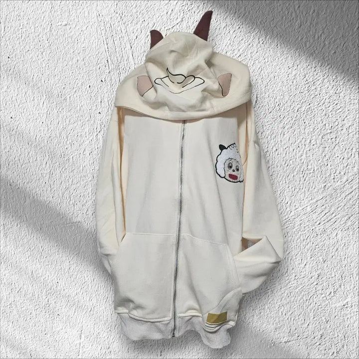 [BUNJANG] Oversized Box Fit Cute Character Hooded Zip-up Jacket / 빅사이즈 박스핏 귀여운 캐릭터 후드 집업 (새상품)