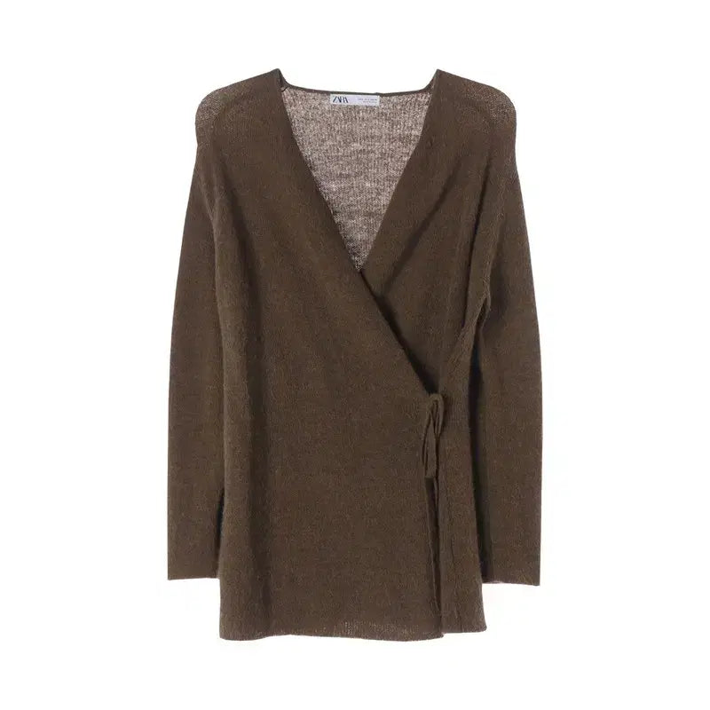 [BUNJANG] ZARA Women's Alpaca Wool Blend Strap Knit Cardigan / 자라 (WOMEN - S) 알파카 울 블렌드 스트랩 니트 가디건