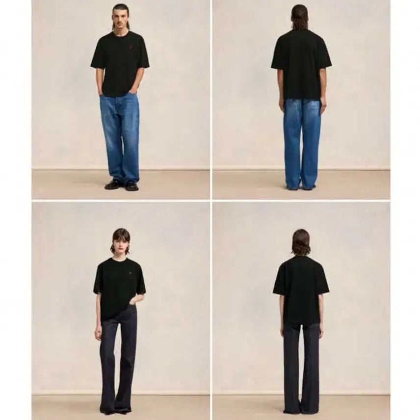 [BUNJANG] AMI Heart Logo Short Sleeve T-shirt / 아미 하트 로고 반팔 티셔츠 화이트/블랙