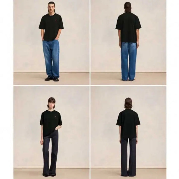 [BUNJANG] AMI Heart Logo Short Sleeve T-shirt / 아미 하트 로고 반팔 티셔츠 화이트/블랙