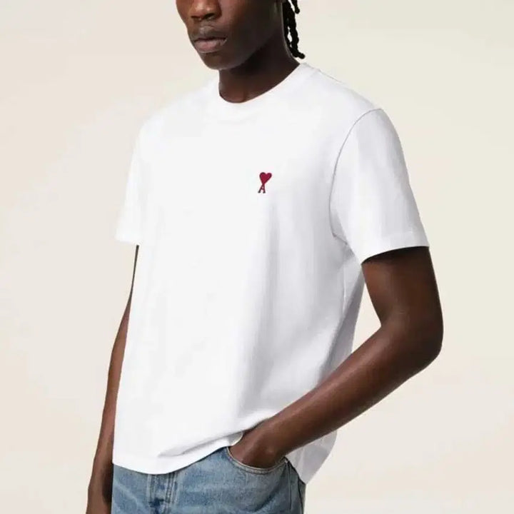 [BUNJANG] AMI Heart Logo Short Sleeve T-shirt / 아미 하트 로고 반팔 티셔츠 화이트/블랙