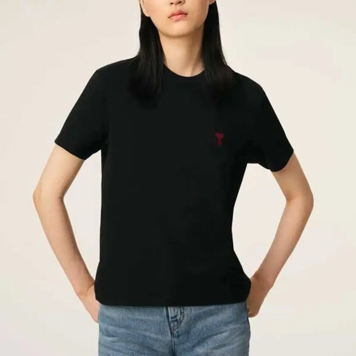 [BUNJANG] AMI Heart Logo Short Sleeve T-shirt / 아미 하트 로고 반팔 티셔츠 화이트/블랙