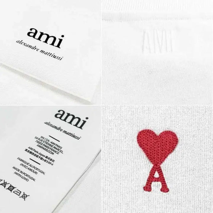 [BUNJANG] AMI Heart Logo Short Sleeve T-shirt / 아미 하트 로고 반팔 티셔츠 화이트/블랙