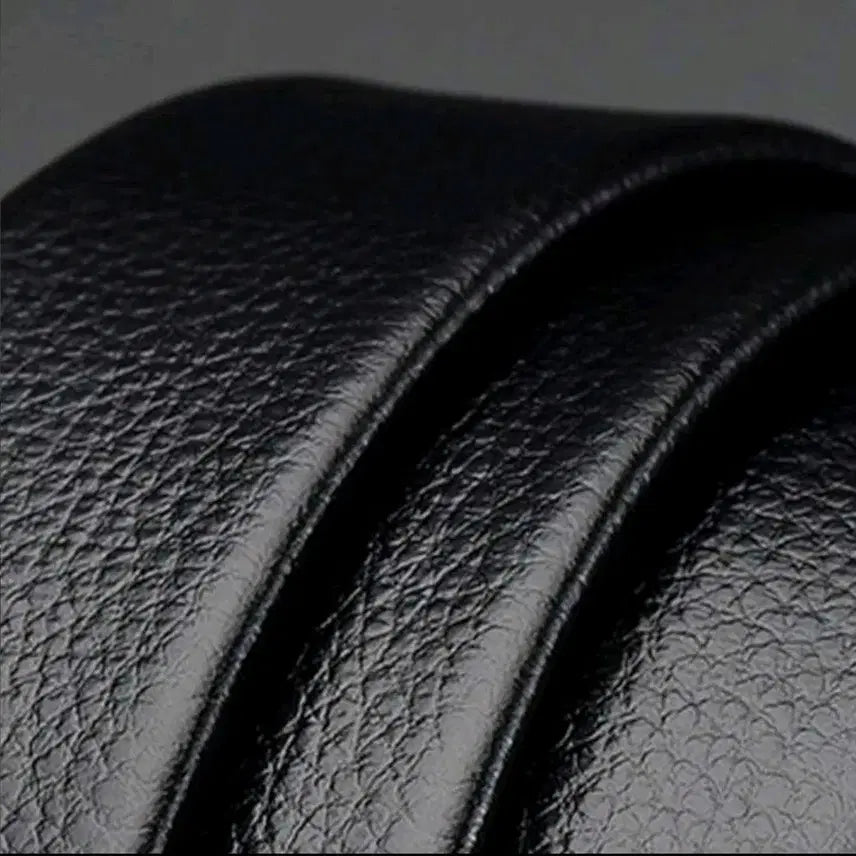 [BUNJANG] Black Leather Automatic Buckle Belt / 블랙 가죽 자동 버클 벨트