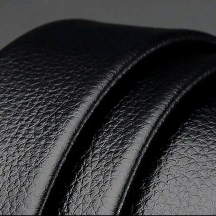 [BUNJANG] Black Leather Automatic Buckle Belt / 블랙 가죽 자동 버클 벨트