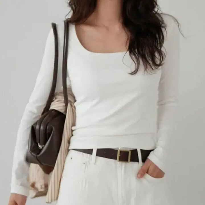 [BUNJANG] Square Neck Long Sleeve Shirt / 스퀘어넥 긴팔티