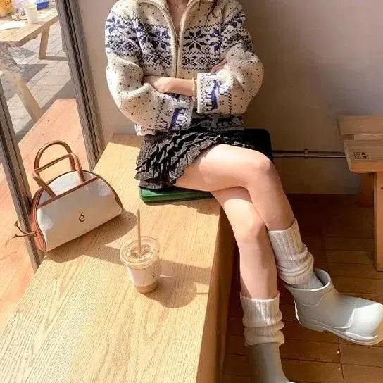 [BUNJANG] Nordic Pattern Knit Zip-Up Cardigan / 노르딕 패턴 니트 집업 가디건(시착만함,얇은 가디건느낌)