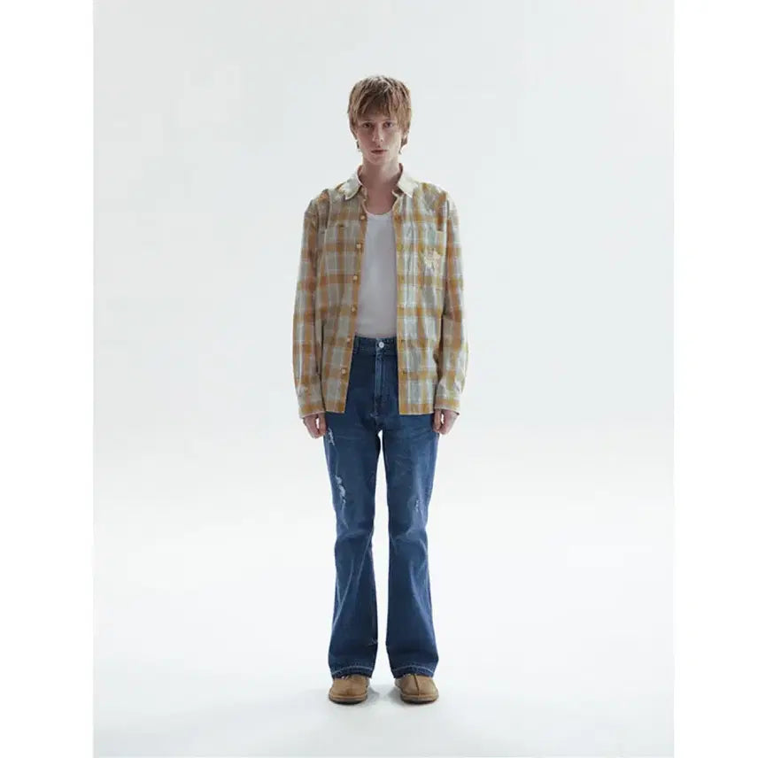 [BUNJANG] CHOWOO 데미지 부츠컷 데님 플레어진 청바지 S / 새상품 조우 CHOWOO 데미지 부츠컷 데님 플레어진 청바지 S