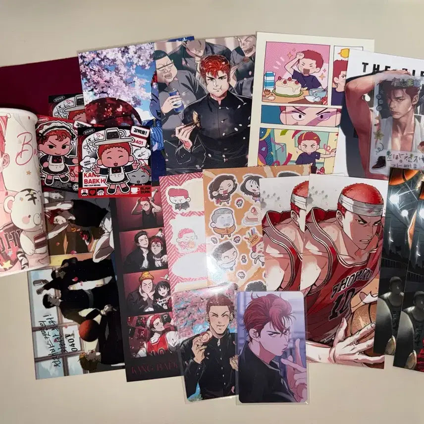 [BUNJANG] Slam Dunk Kang Baek-ho Birthday Cafe Bundle Set / 슬램덩크 강백호 생일카페 전프레 컵홀더 엽서 포토카드 스티커 일괄