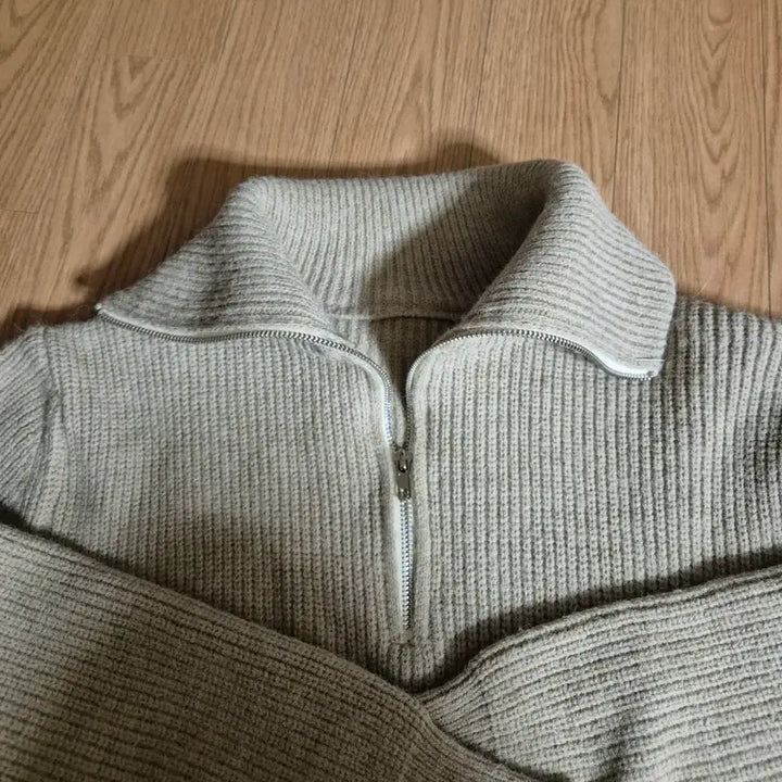 [BUNJANG] Half Zip Knit Beige Free Size / 하프집업 니트 베이지 free