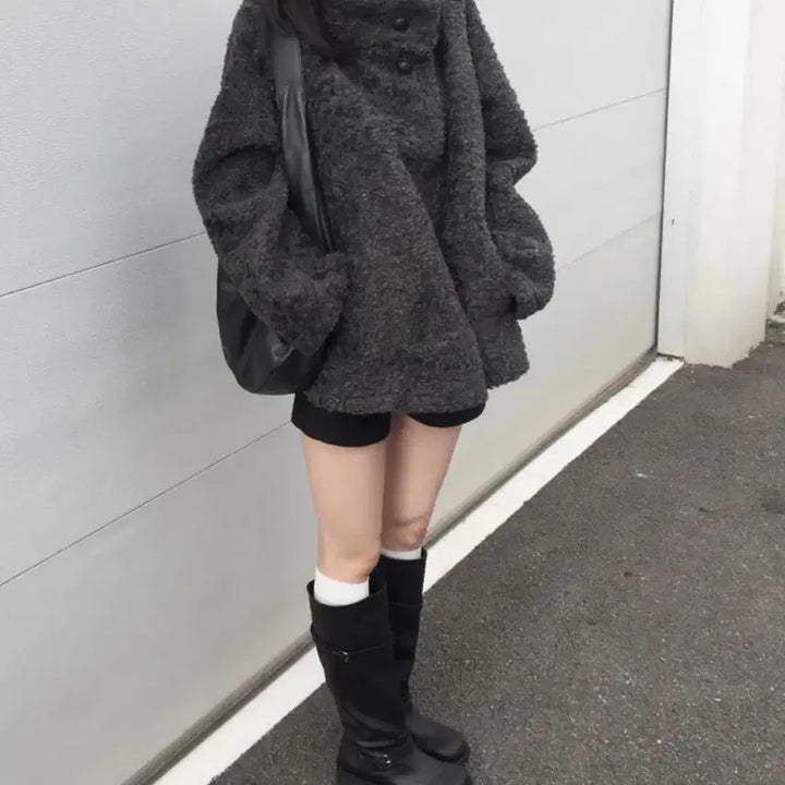 [BUNJANG] Puggle Fur Half Coat / 뽀글 퍼 하프 코트