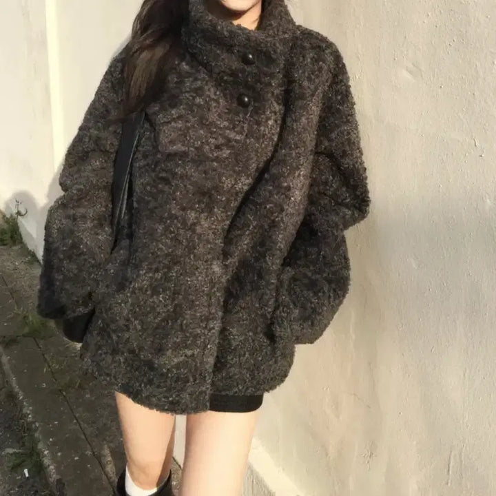 [BUNJANG] Puggle Fur Half Coat / 뽀글 퍼 하프 코트