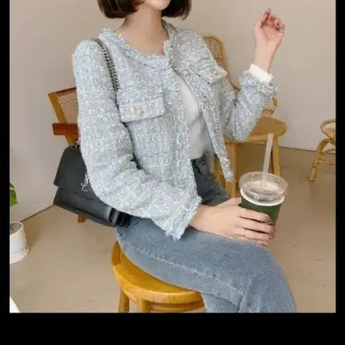 [BUNJANG] Tweed Jacket Blue / 트위드 자켓 블루