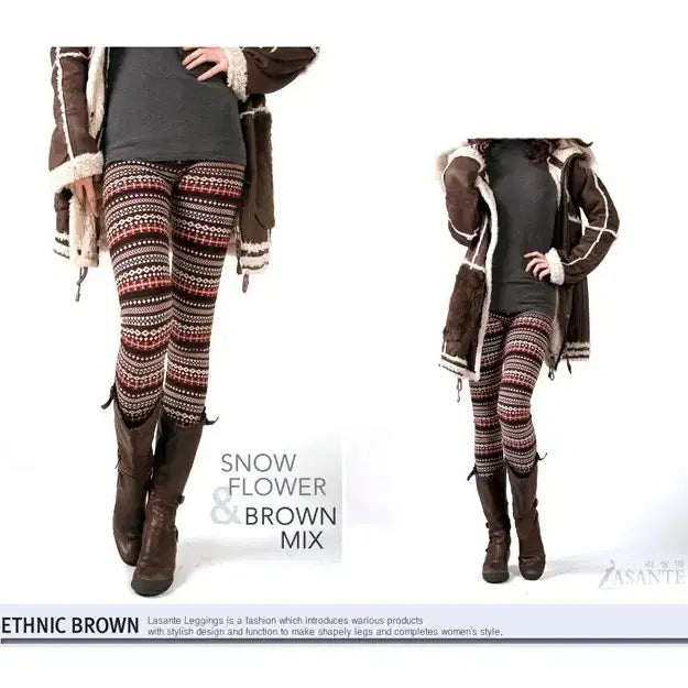 [BUNJANG] Ethnic Pattern Fleece-Lined Leggings / 에스닉 패턴 기모 레깅스 새제품 (약기모)