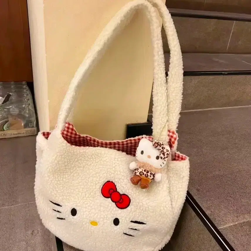 [BUNJANG] Hello Kitty Sherpa Shoulder Bag / 헬로키티 양털 숄더백 키링 미포함
