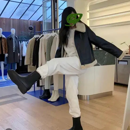 [BUNJANG] Kuho Plus Faux-Shearling Sheepskin Jacket / Kuho plus 무스탕