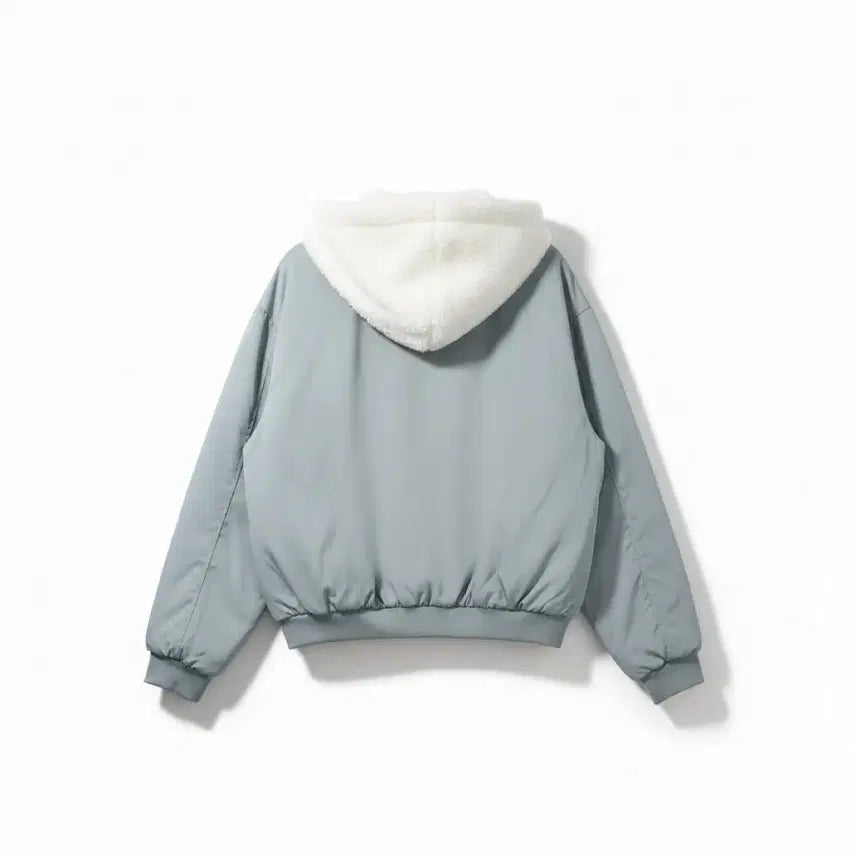 [BUNJANG] Blue Hooded Fur-Lined Blouson Jacket / [하자할인/FREE/77이상] 후드 퍼 안감 블루종 점퍼 블루