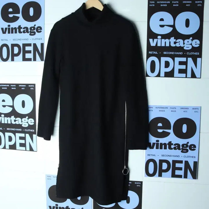 [BUNJANG] W(S-M) System Knit Long Black Sweater / W(S-M) 시스템 니트 한섬 롱 블랙 희귀 매물-1754C