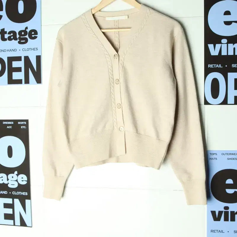 [BUNJANG] W(S-L) Draw Fit Knit Cardigan Cream Ivory / W(S-L) 드로우핏 니트 가디건 크림 아이보리 따뜻-17554