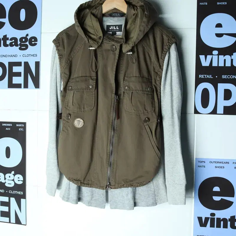 [BUNJANG] Jill Stuart Layered Windbreaker Jacket / W(S) 질스튜어트 집업 바람막이 점퍼자켓 레이어드 아메카지-1756A