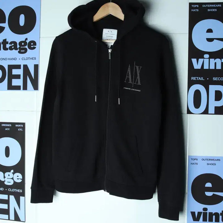[BUNJANG] Armani Hooded Zip-Up Black Casual Jacket / W(M-L) 아르마니 후드집업 블랙 비즈 놈코어-1756C