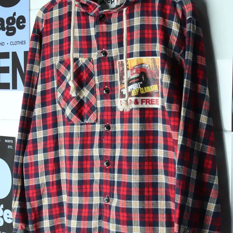[BUNJANG] W(S-M) Jeep Western Check Hooded Zip-up / W(S-M) 지프 후드집업 체크 웨스턴체크 아메카지-17571