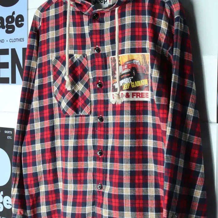 [BUNJANG] W(S-M) Jeep Western Check Hooded Zip-up / W(S-M) 지프 후드집업 체크 웨스턴체크 아메카지-17571