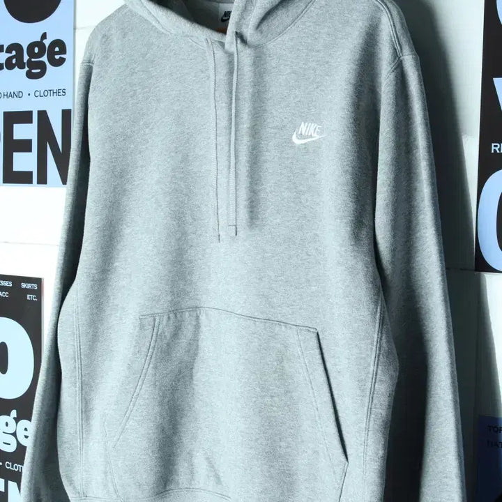 [BUNJANG] Nike Gray Swoosh Hoodie / (S-M) 나이키 후드티셔츠 그레이 스우시 노멀-17578