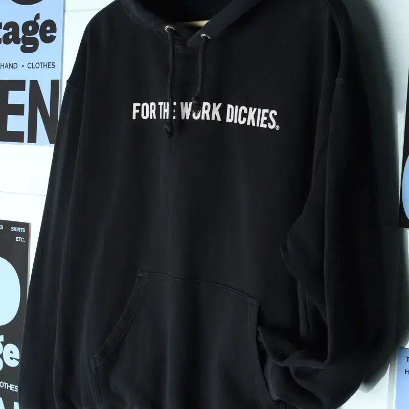 [BUNJANG] Dickies Hoodie Aging Black T-shirt / (L-XL) 디키즈 후드티셔츠 에이징 블랙 아메카지-17579