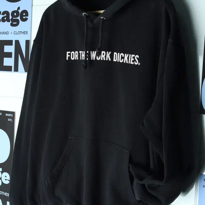 [BUNJANG] Dickies Hoodie Aging Black T-shirt / (L-XL) 디키즈 후드티셔츠 에이징 블랙 아메카지-17579