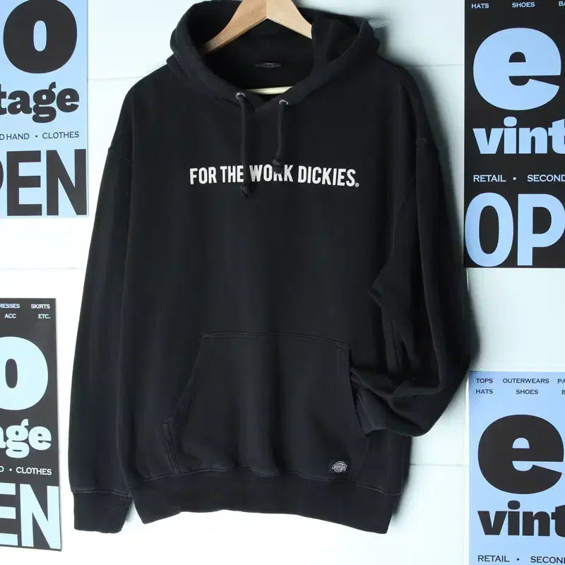 [BUNJANG] Dickies Hoodie Aging Black T-shirt / (L-XL) 디키즈 후드티셔츠 에이징 블랙 아메카지-17579