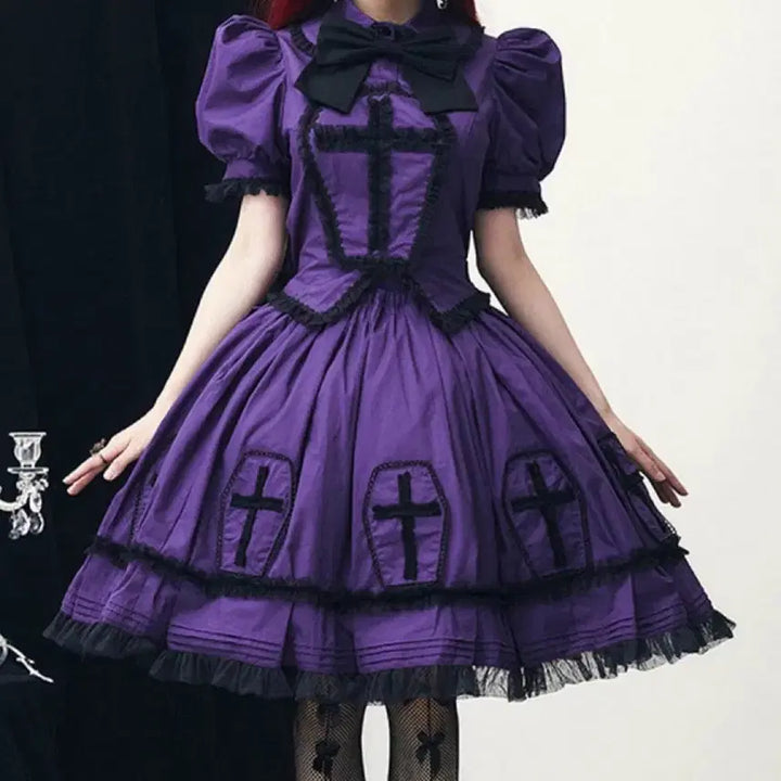 [BUNJANG] Gothic Lolita Dress Set / 보라색 고스 로리타 고딕 서브컬쳐 지뢰계 고스로리
