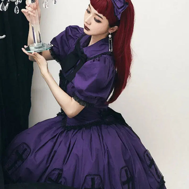 [BUNJANG] Gothic Lolita Dress Set / 보라색 고스 로리타 고딕 서브컬쳐 지뢰계 고스로리