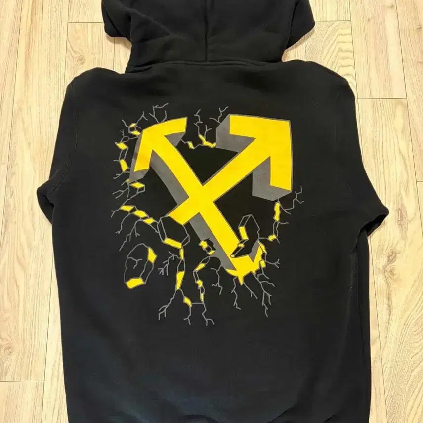 [BUNJANG] Off-White Black Hoodie Yellow Arrow / (새상품,대한민국 유일매물)오프화이트 블랙 후드티 옐로우 애로우