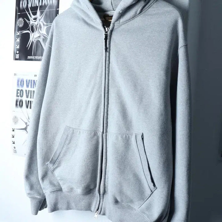 [BUNJANG] Uniform Bridge Gray Heavyweight Hoodie / (L-XL) 유니폼브릿지 후드집업 무지 그레이 헤비-175A7