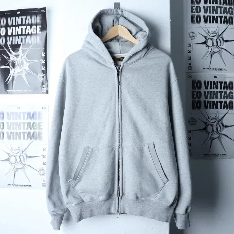 [BUNJANG] Uniform Bridge Gray Heavyweight Hoodie / (L-XL) 유니폼브릿지 후드집업 무지 그레이 헤비-175A7