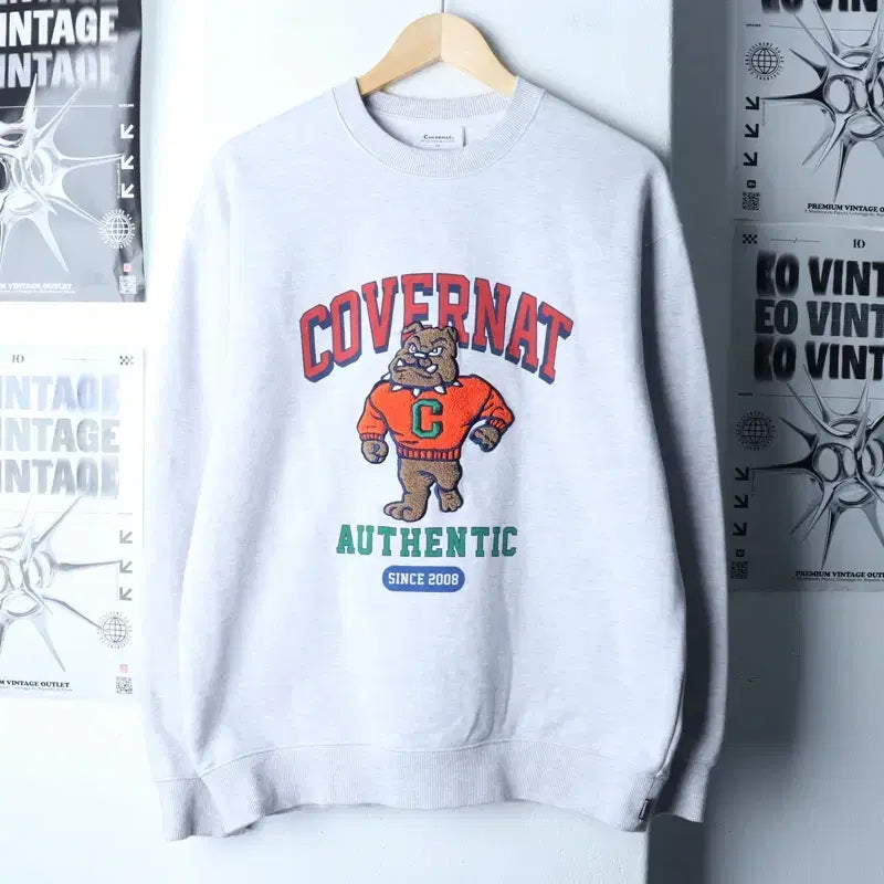 [BUNJANG] Covernat Big Logo Melange Pullover Sweatshirt / (L) 커버낫 맨투맨 티셔츠 빅로고 멜란지 풀오버 올드스쿨-175AB