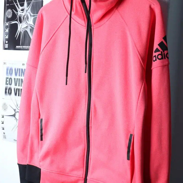 [BUNJANG] Adidas Hooded Zip-Up Functional Fluorescent Orange Old School Jacket / W(XL) 아디다스 후드집업 기능성 형광오렌지 올드스쿨-175AC