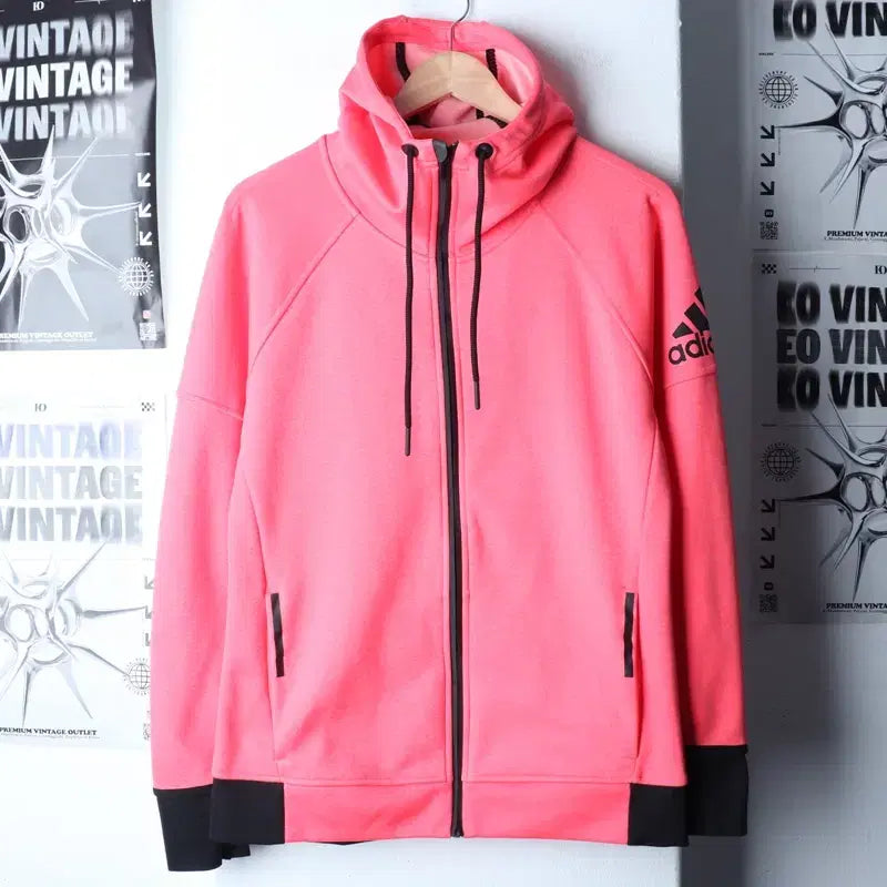 [BUNJANG] Adidas Hooded Zip-Up Functional Fluorescent Orange Old School Jacket / W(XL) 아디다스 후드집업 기능성 형광오렌지 올드스쿨-175AC